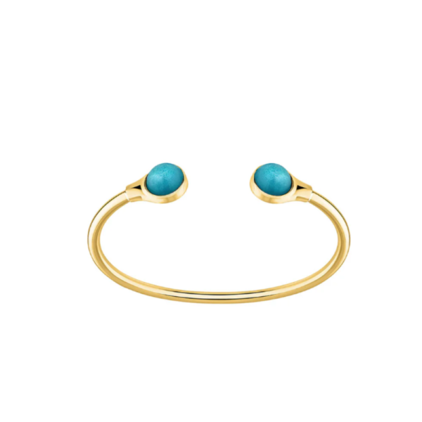 Cabochon flexible bangleBlue opalescent crystal, 18K yellow gold-plated