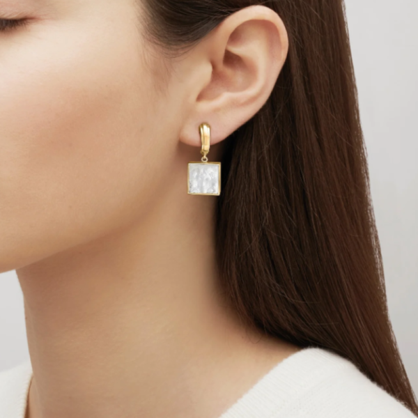 Aréthuse long earrings Clear crystal, Vermeil