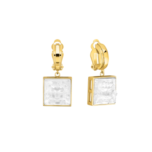 Aréthuse long earrings Clear crystal, Vermeil