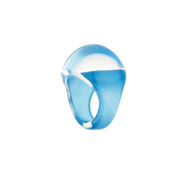 Cabochon Ring Clear with Blue Patina crystal