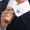 Toupie cufflinks Sapphire blue crystal, palladium finishing - Image 2