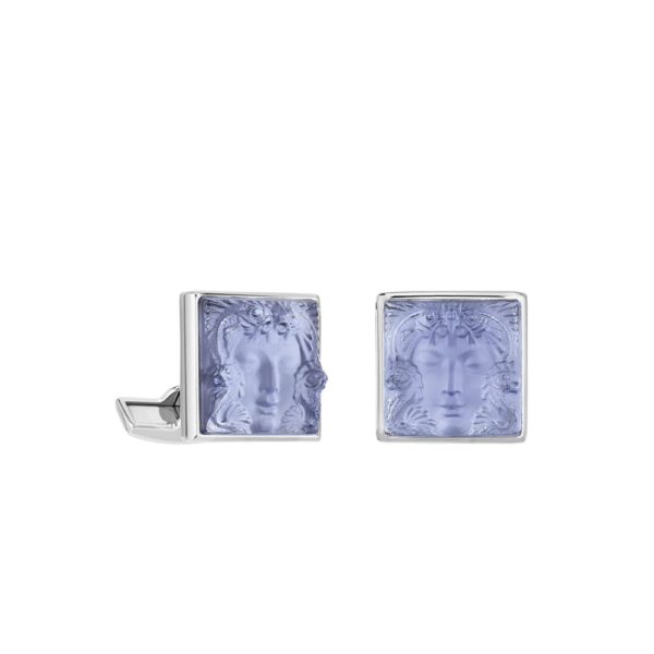 Aréthuse cufflinks Sapphire blue crystal, palladium finishing