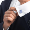 Aréthuse cufflinks Sapphire blue crystal, palladium finishing - Image 2