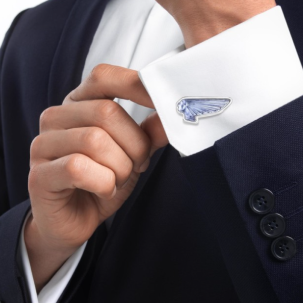 Victoire mascottes cufflinks Sapphire blue crystal, palladium finishing