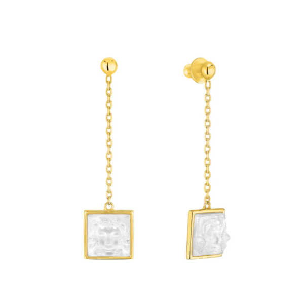 Aréthuse long earrings Clear crystal, Vermeil