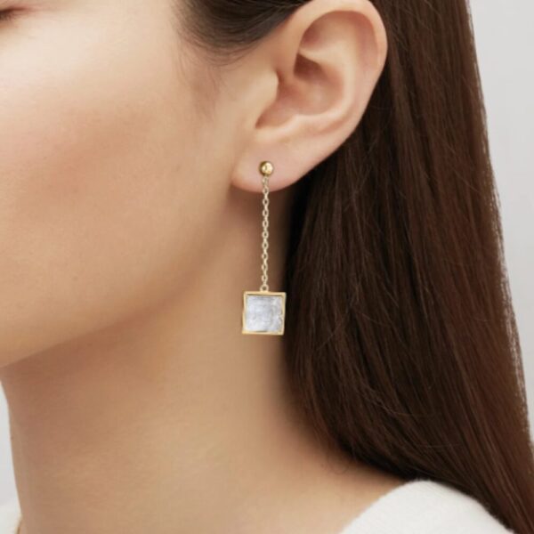 Aréthuse long earrings Clear crystal, Vermeil