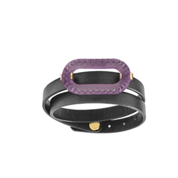Empreinte Animale Leather Bracelet Dusk purple crystal, 18k gold plated
