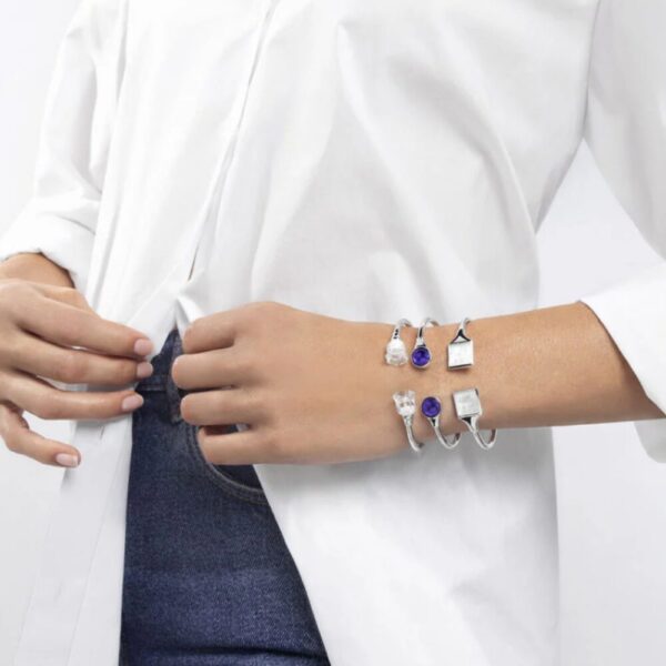 Aréthuse flexible bangle Clear crystal, silver