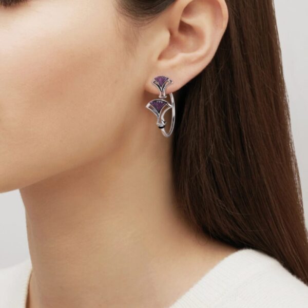 Larcade Hoops Earrings Dusk purple crystal, silver