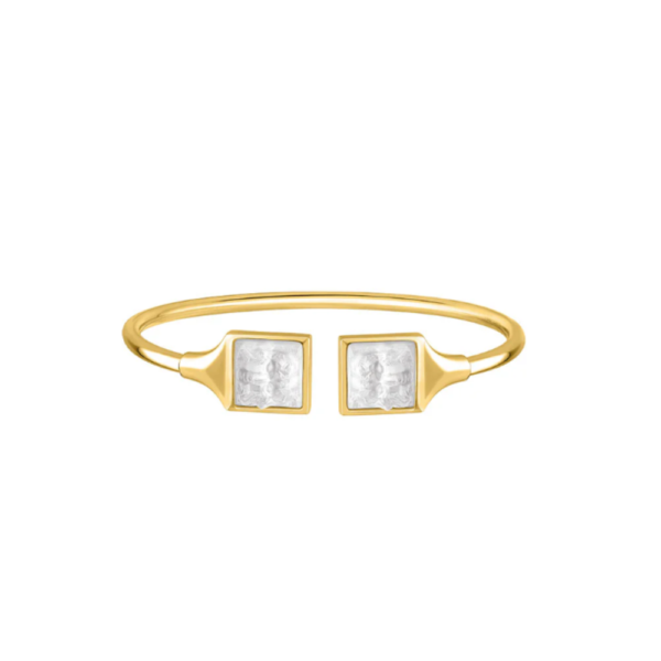 Aréthuse flexible bangle Clear crystal, 18K yellow gold-plated