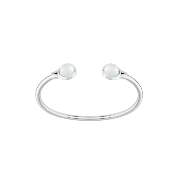 Cabochon Flexible Bangle Opalescent crystal, silver