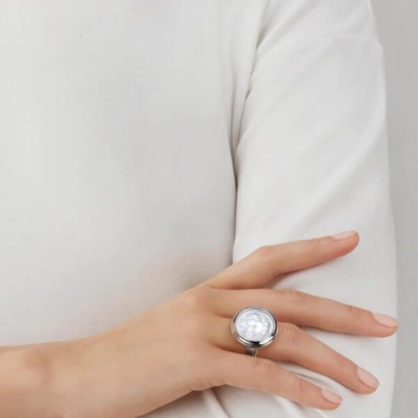 Aréthuse Round Ring Clear crystal, silver