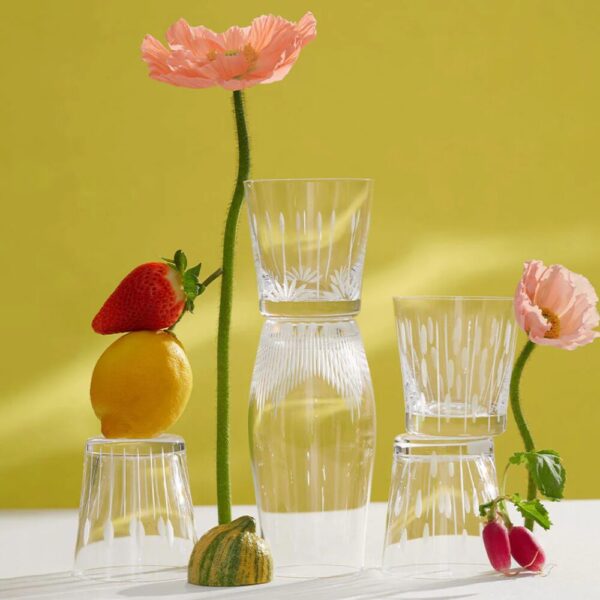 4 Lotus tumblers set 30 cl Clear crystal