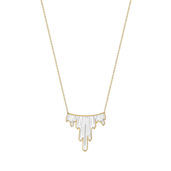 Terramineral Necklace 3 crystals Clear crystal, 18K yellow gold plated