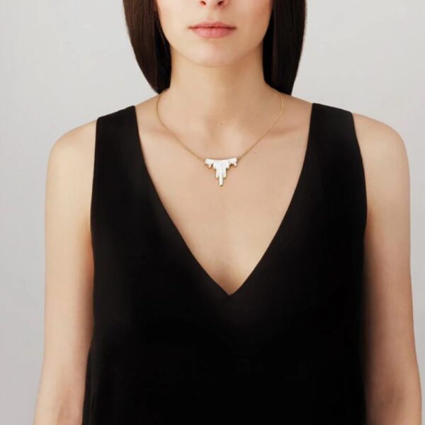 Terramineral Necklace 3 crystals Clear crystal, 18K yellow gold plated