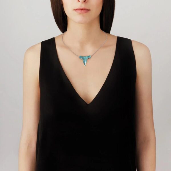 Terramineral Necklace 3 crystals Blue Persepolis crystal, silver
