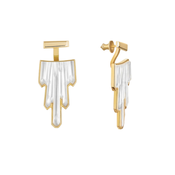 Terramineral Earrings Clear crystal, 18K yellow gold plated