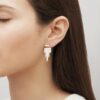 Terramineral Earrings Clear crystal, 18K yellow gold plated - Image 2