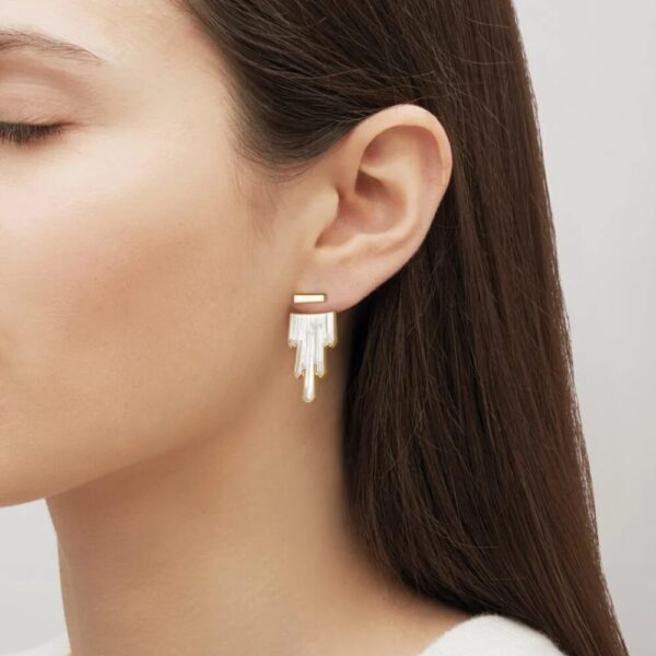 Terramineral Earrings Clear crystal, 18K yellow gold plated
